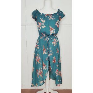 Bebop Teal Floral Midi Romper Size Medium